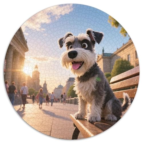 Schnauzer Mit 1000 Teilen Puzzle Tiere Rundes Puzzle Geeignet Ab 12 Jahren Pädagogisches Für Erwachsene Kinder Buntes Tier Geschenke 1000pcs (67.5x67.5cm) von OJASDBDJE