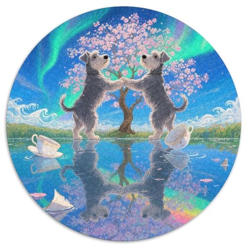Schnauzer Mit 1000 Teilen Puzzle Tierhund Circular Puzzles Geeignet Ab 12 Jahren Pädagogisches Für Erwachsene Kinder Buntes Tier Geschenke 1000pcs (67.5x67.5cm) von OJASDBDJE