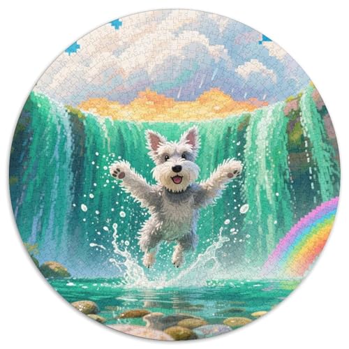 Schnauzer Mit 1000 Teilen Puzzles Tierhund Circular Puzzles Geeignet Ab 12 Jahren Pädagogisches Für Erwachsene Kinder Buntes Tier Stressabbau-Spielzeug 1000pcs (67.5x67.5cm) von OJASDBDJE