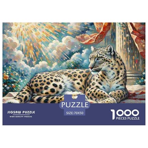 SchneeLeopard 1000 Teile Puzzle Tiere Für Die Ganze Familie Entspannend Detailreich Spaß Lernspiel 70x50cm/1000pcs von OJASDBDJE