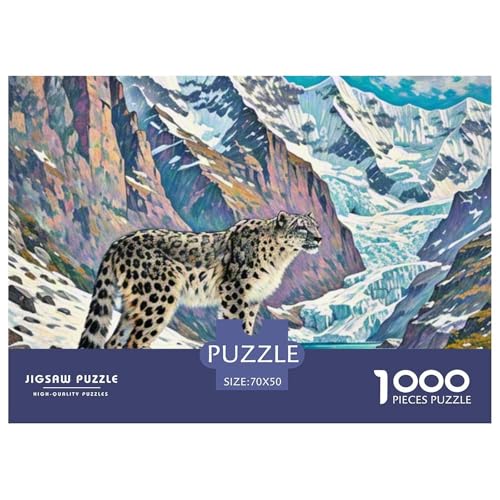 SchneeLeopard 1000 Teile Puzzle Tiere Für Die Ganze Familie Entspannend Premium-Qualität Spaß Lernspiel 70x50cm/1000pcs von OJASDBDJE