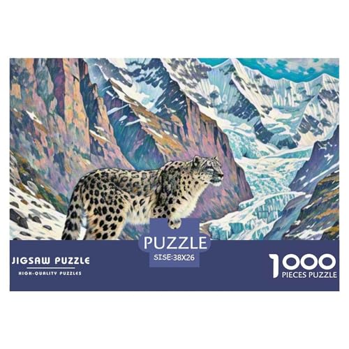 SchneeLeopard 1000 Teile Puzzle Tiere Für Kinder Ab 12 Jahren Entspannend Premium-Qualität Spielzeug Lernspiel 38x26cm/1000pcs von OJASDBDJE