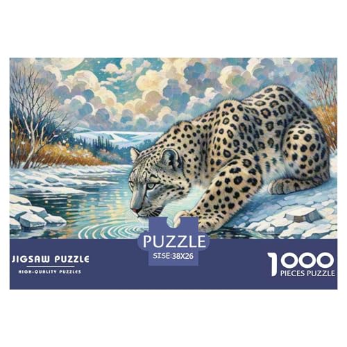 SchneeLeopard 1000 Teile Puzzle Tiere Geschenke Für Frauen/Männer Entspannend Premium-Qualität Spielzeug Lernspiel 38x26cm/1000pcs von OJASDBDJE