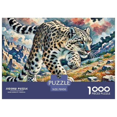 SchneeLeopard 1000 Teile Puzzle Tiere Geschenke Für Frauen/Männer Entspannend Premium-Qualität Spielzeug Pädagogisches Spiel 70x50cm/1000pcs von OJASDBDJE