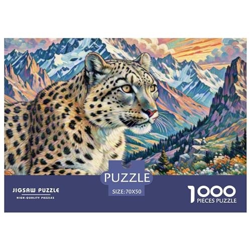 SchneeLeopard 1000 Teile Puzzle Tiere Geschenke Für Frauen/Männer Herausforderung Detailreich Spaß Pädagogisches Spiel 70x50cm/1000pcs von OJASDBDJE