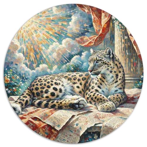 SchneeLeopard Mit 1000 Teilen Puzzles Tiere Rund Puzzle Geeignet Ab 12 Jahren Pädagogisches Für Erwachsene Kinder Buntes Tier Geschenke 1000pcs (67.5x67.5cm) von OJASDBDJE