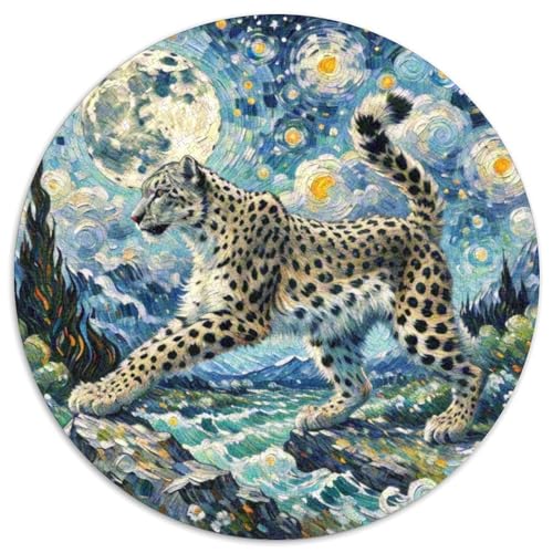 Schneeleopard 1000 Teile Puzzles Tier Circular Puzzles Für Erwachsene Und Kinder Pädagogisches Für Erwachsene Kinder Buntes Tier Geschenke 1000pcs (67.5x67.5cm) von OJASDBDJE