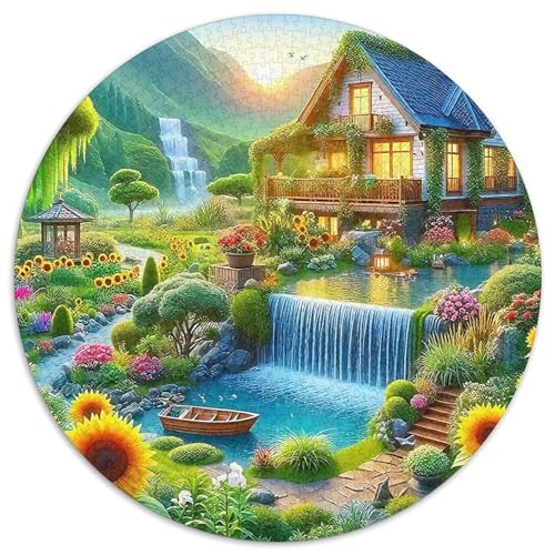 Schönes Ferienhaus Mit 1000 Teilen Puzzles Szenery Rund Puzzle Für Erwachsene Und Kinder Pädagogisches Für Erwachsene Kinder Buntes Tier Geschenke 1000pcs (67.5x67.5cm) von OJASDBDJE