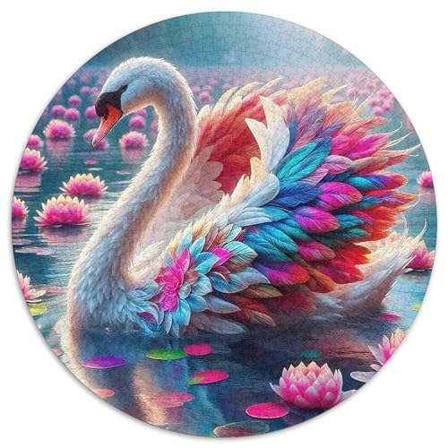 Schwan 1000 Teile Puzzles Runde Kreispuzzles Für Erwachsene Und Kinder Pädagogisches Für Erwachsene Kinder Buntes Tier Geschenke 1000pcs (67.5x67.5cm) von OJASDBDJE