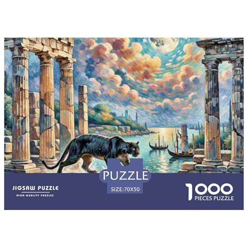 Schwarze Panther 1000 Teile Puzzle Tiere Für Die Ganze Familie Herausforderung Premium-Qualität Spielzeug Pädagogisches Spiel 70x50cm/1000pcs von OJASDBDJE