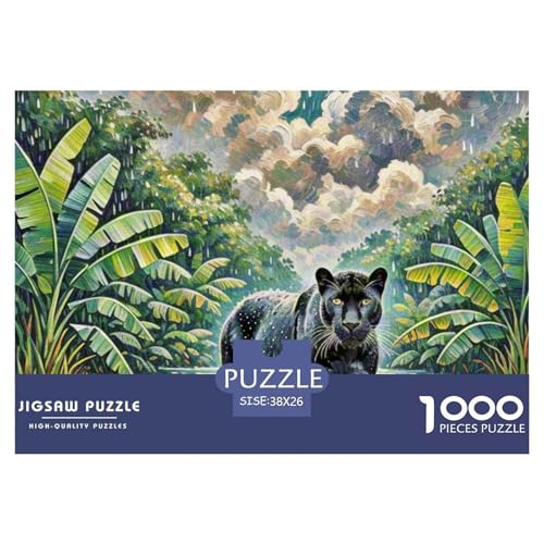 Schwarze Panther 1000 Teile Puzzle Tiere Geschenke Für Frauen/Männer Herausforderung Premium-Qualität Spielzeug Lernspiel 38x26cm/1000pcs von OJASDBDJE