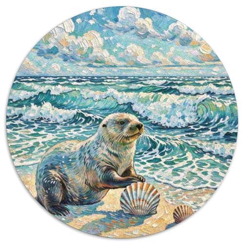 Seeotter 1000 Teile Puzzle Tier Rund Puzzle Für Erwachsene Und Kinder Pädagogisches Für Erwachsene Kinder Buntes Tier Geschenke 1000pcs (67.5x67.5cm) von OJASDBDJE