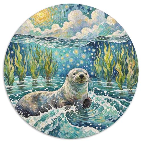 Seeotter 1000 Teile Puzzle Tier Rundes Puzzle Für Erwachsene Und Kinder Pädagogisches Für Erwachsene Kinder Buntes Tier Geschenke 1000pcs (67.5x67.5cm) von OJASDBDJE