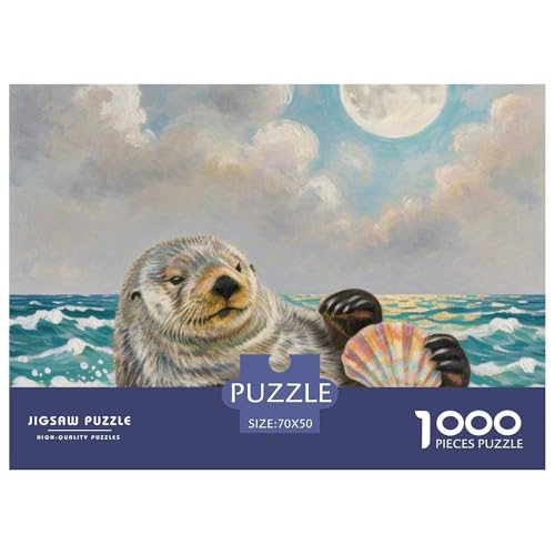 Seeotter 1000 Teile Puzzle Tiere Geschenke Für Frauen/Männer Herausforderung Premium-Qualität Spaß Pädagogisches Spiel 70x50cm/1000pcs von OJASDBDJE