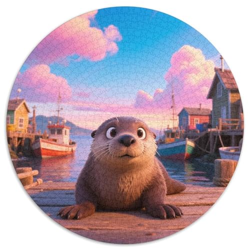Seeotter Mit 1000 Teilen Puzzles Tiere Circular Puzzles Geeignet Ab 12 Jahren Pädagogisches Für Erwachsene Kinder Buntes Tier Stressabbau-Spielzeug 1000pcs (67.5x67.5cm) von OJASDBDJE