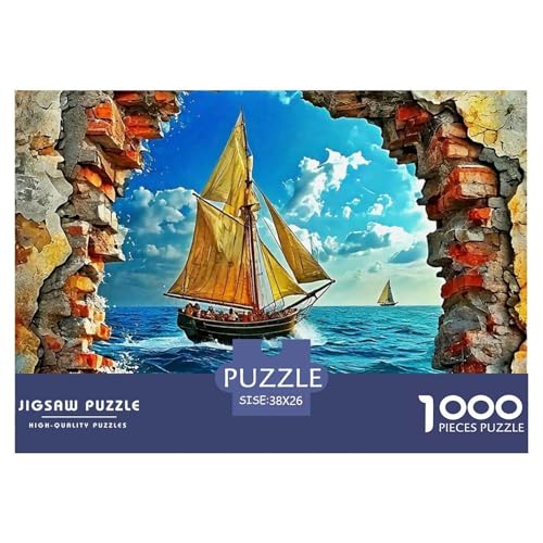 Segelboot 1000 Teile Puzzle Fantasie Geschenke Für Frauen/Männer Entspannend Detailreich Spaß Pädagogisches Spiel 38x26cm/1000pcs von OJASDBDJE