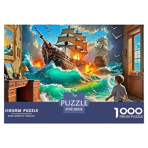 Segelboot 1000 Teile Puzzle Fantasie Geschenke Für Frauen/Männer Herausforderung Detailreich Spaß Lernspiel 38x26cm/1000pcs von OJASDBDJE