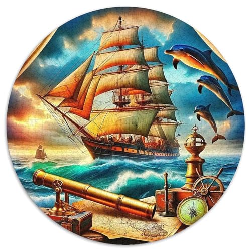 Segelboot 1000 Teile Puzzle Fantasie Rund Puzzle Geeignet Ab 12 Jahren Pädagogisches Für Erwachsene Kinder Buntes Tier Geschenke 1000pcs (67.5x67.5cm) von OJASDBDJE