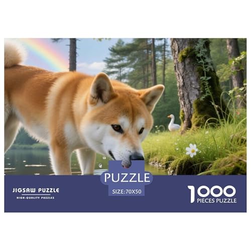 Shiba Inu 1000 Teile Puzzle Haustier Hund Für Die Ganze Familie Herausforderung Detailreich Spielzeug Lernspiel 70x50cm/1000pcs von OJASDBDJE