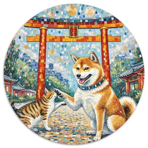 Shiba Inu 1000 Teile Puzzle Haustier Hund Runde Kreispuzzles Geeignet Ab 12 Jahren Pädagogisches Für Erwachsene Kinder Buntes Tier Geschenke 1000pcs (67.5x67.5cm) von OJASDBDJE