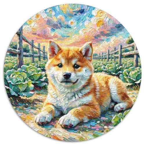 Shiba Inu 1000 Teile Puzzles Tierhund Rund Puzzle Geeignet Ab 12 Jahren Pädagogisches Für Erwachsene Kinder Buntes Tier Stressabbau-Spielzeug 1000pcs (67.5x67.5cm) von OJASDBDJE