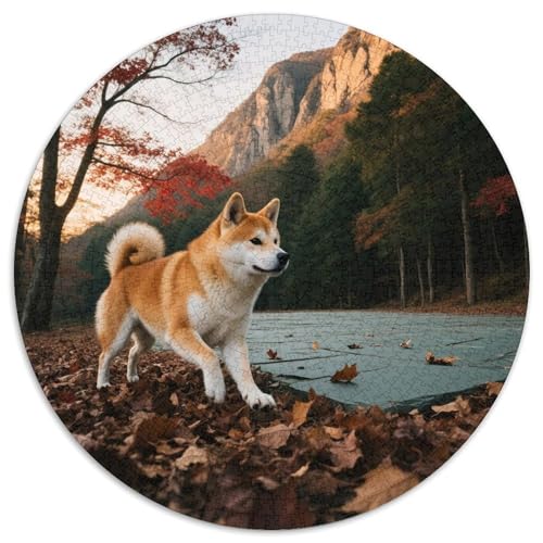 Shiba Inu Mit 1000 Teilen Puzzle Haustier Hund Runde Kreispuzzles Für Erwachsene Und Kinder Pädagogisches Für Erwachsene Kinder Buntes Tier Geschenke 1000pcs (67.5x67.5cm) von OJASDBDJE