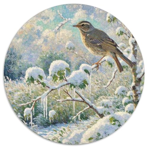 Song Thrush 1000 Teile Puzzles Vogel Runde Kreispuzzles Für Erwachsene Und Kinder Pädagogisches Für Erwachsene Kinder Buntes Tier Geschenke 1000pcs (67.5x67.5cm) von OJASDBDJE