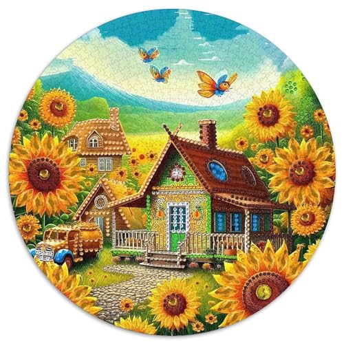 Sonnenblumen 1000 Teile Puzzle Runde Kreispuzzles Für Erwachsene Und Kinder Pädagogisches Für Erwachsene Kinder Buntes Tier Geschenke 1000pcs (67.5x67.5cm) von OJASDBDJE