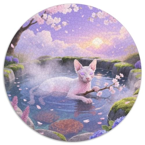 Sphynx 1000 Teile Puzzle Pet Katze Rundes Puzzle Geeignet Ab 12 Jahren Pädagogisches Für Erwachsene Kinder Buntes Tier Stressabbau-Spielzeug 1000pcs (67.5x67.5cm) von OJASDBDJE