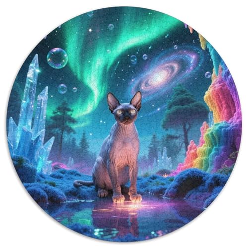 Sphynx Mit 1000 Teilen Puzzle Pet Katze Circular Puzzles Geeignet Ab 12 Jahren Pädagogisches Für Erwachsene Kinder Buntes Tier Geschenke 1000pcs (67.5x67.5cm) von OJASDBDJE