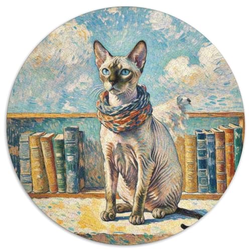 Sphynx Mit 1000 Teilen Puzzle Pet Katze Rundes Puzzle Geeignet Ab 12 Jahren Pädagogisches Für Erwachsene Kinder Buntes Tier Geschenke 1000pcs (67.5x67.5cm) von OJASDBDJE
