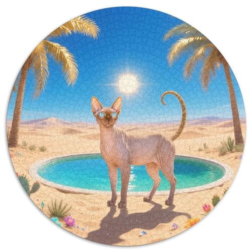 Sphynx Mit 1000 Teilen Puzzles Pet Katze Circular Puzzles Für Erwachsene Und Kinder Pädagogisches Für Erwachsene Kinder Buntes Tier Stressabbau-Spielzeug 1000pcs (67.5x67.5cm) von OJASDBDJE