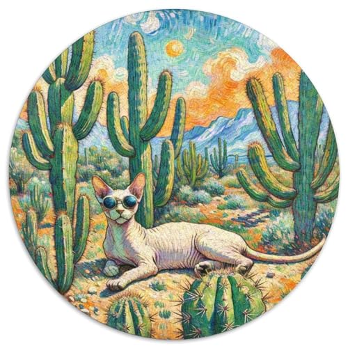 Sphynx Mit 1000 Teilen Puzzles Pet Katze Rundes Puzzle Geeignet Ab 12 Jahren Pädagogisches Für Erwachsene Kinder Buntes Tier Geschenke 1000pcs (67.5x67.5cm) von OJASDBDJE