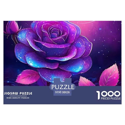 Starry Sky Rose 1000 Teile Puzzle Blumen Geschenke Für Frauen/Männer Herausforderung Premium-Qualität Spielzeug Lernspiel 38x26cm/1000pcs von OJASDBDJE