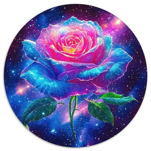 Starry Sky Rose Mit 1000 Teilen Puzzle Blumen Rundes Puzzle Für Erwachsene Und Kinder Pädagogisches Für Erwachsene Kinder Buntes Tier Stressabbau-Spielzeug 1000pcs (67.5x67.5cm) von OJASDBDJE