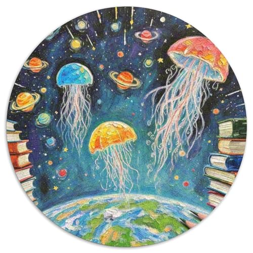 Stellar Borrower Jellyfish Mit 1000 Teilen Puzzles Magische Fantasie Rund Puzzle Geeignet Ab 12 Jahren Pädagogisches Für Erwachsene Kinder Buntes Tier Geschenke 1000pcs (67.5x67.5cm) von OJASDBDJE