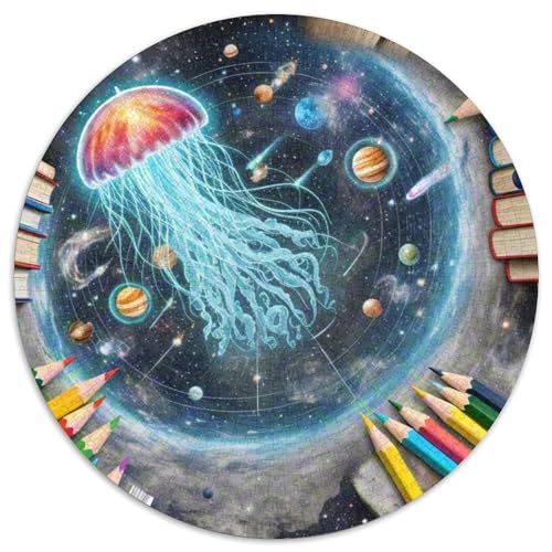 Stellar Borrower Jellyfish Mit 1000 Teilen Puzzles Magische Fantasie Rund Puzzle Geeignet Ab 12 Jahren Pädagogisches Für Erwachsene Kinder Buntes Tier Geschenke 1000pcs (67.5x67.5cm) von OJASDBDJE