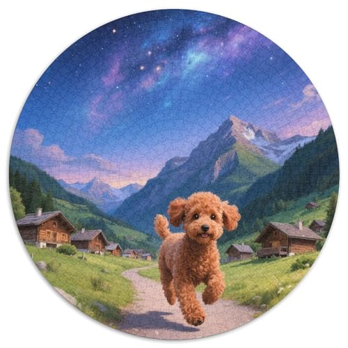 Teddy Dog Mit 1000 Teilen Puzzle Tiere Runde Kreispuzzles Für Erwachsene Und Kinder Pädagogisches Für Erwachsene Kinder Buntes Tier Geschenke 1000pcs (67.5x67.5cm) von OJASDBDJE
