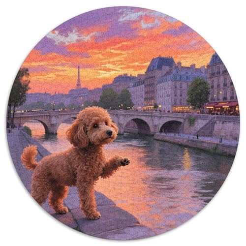 Teddy Dog Mit 1000 Teilen Puzzles Tiere Runde Kreispuzzles Geeignet Ab 12 Jahren Pädagogisches Für Erwachsene Kinder Buntes Tier Stressabbau-Spielzeug 1000pcs (67.5x67.5cm) von OJASDBDJE