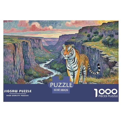 Tiger 1000 Teile Puzzle Tiere Für Die Ganze Familie Herausforderung Premium-Qualität Spaß Lernspiel 38x26cm/1000pcs von OJASDBDJE
