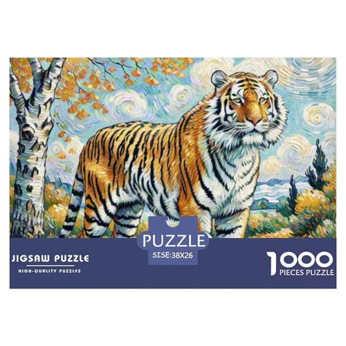 Tiger 1000 Teile Puzzle Tiere Für Die Ganze Familie Herausforderung Premium-Qualität Spaß Pädagogisches Spiel 38x26cm/1000pcs von OJASDBDJE