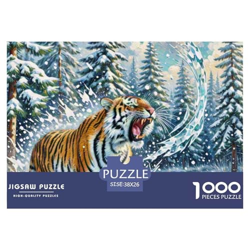 Tiger 1000 Teile Puzzle Tiere Für Kinder Ab 12 Jahren Entspannend Premium-Qualität Spaß Pädagogisches Spiel 38x26cm/1000pcs von OJASDBDJE