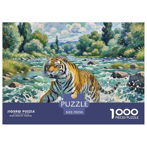 Tiger 1000 Teile Puzzle Tiere Für Kinder Ab 12 Jahren Herausforderung Premium-Qualität Spaß Lernspiel 70x50cm/1000pcs von OJASDBDJE