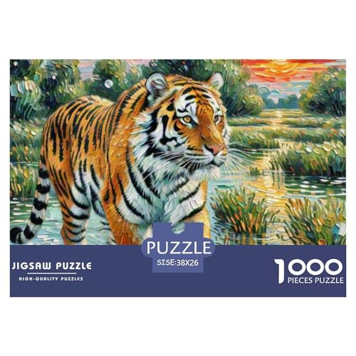 Tiger 1000 Teile Puzzle Tiere Geschenke Für Frauen/Männer Herausforderung Detailreich Spaß Lernspiel 38x26cm/1000pcs von OJASDBDJE
