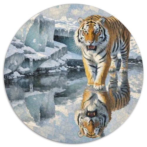 Tiger 1000 Teile Puzzle Tiere Rund Puzzle Geeignet Ab 12 Jahren Pädagogisches Für Erwachsene Kinder Buntes Tier Geschenke 1000pcs (67.5x67.5cm) von OJASDBDJE