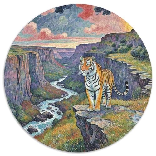Tiger Mit 1000 Teilen Puzzle Tiere Runde Kreispuzzles Für Erwachsene Und Kinder Pädagogisches Für Erwachsene Kinder Buntes Tier Geschenke 1000pcs (67.5x67.5cm) von OJASDBDJE