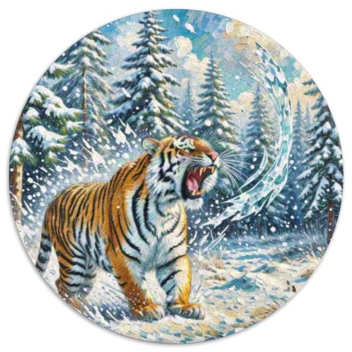 Tiger Mit 1000 Teilen Puzzle Tiere Rundes Puzzle Für Erwachsene Und Kinder Pädagogisches Für Erwachsene Kinder Buntes Tier Geschenke 1000pcs (67.5x67.5cm) von OJASDBDJE
