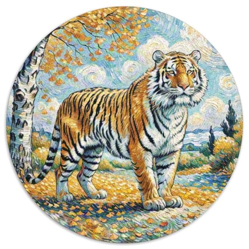 Tiger Mit 1000 Teilen Puzzles Tiere Rundes Puzzle Geeignet Ab 12 Jahren Pädagogisches Für Erwachsene Kinder Buntes Tier Geschenke 1000pcs (67.5x67.5cm) von OJASDBDJE