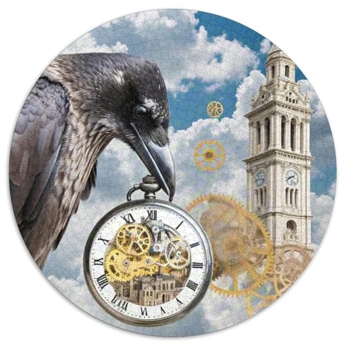 Uhrmacher Raven 1000 Teile Puzzle Magische Fantasie Runde Kreispuzzles Für Erwachsene Und Kinder Pädagogisches Für Erwachsene Kinder Buntes Tier Stressabbau-Spielzeug 1000pcs (67.5x67.5cm) von OJASDBDJE