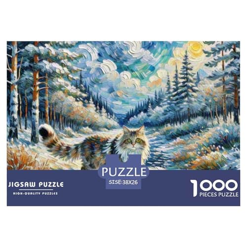 Waldkatze 1000 Teile Puzzle Pet Katze Für Kinder Ab 12 Jahren Entspannend Detailreich Spielzeug Lernspiel 38x26cm/1000pcs von OJASDBDJE